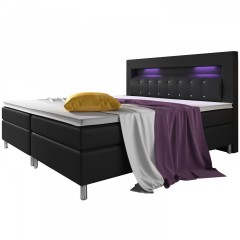 Postel Box Spring Montana s LED osvětlením 180 x 200 cm | černá č.2