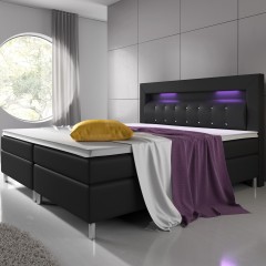 Postel Box Spring Montana s LED osvětlením 180 x 200 cm | černá č.1