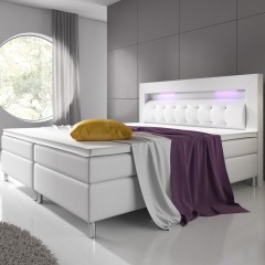 Postel Box Spring Montana s LED osvětlením 140 x 200 cm | bílá č.1
