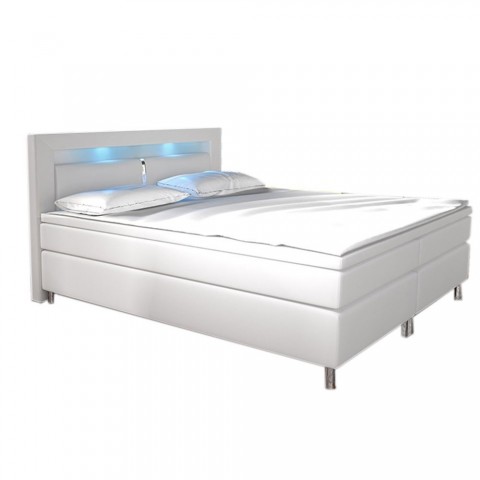 Postel Box Spring New Jersey s LED osvětlením 180 x 200 cm | bílá č.4