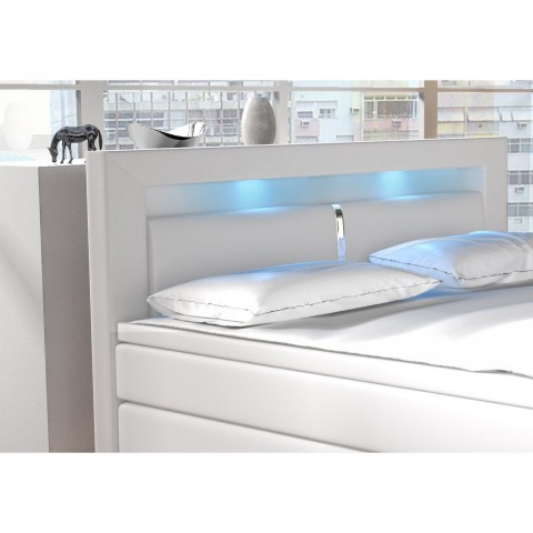 Postel Box Spring New Jersey s LED osvětlením 180 x 200 cm | bílá č.3