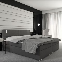 Postel Box Spring Maine s LED osvětlením 180 x 200 cm | šedá č.1