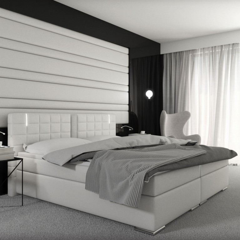 Postel Box Spring Maine s LED osvětlením 180 x 200 cm | bílá
