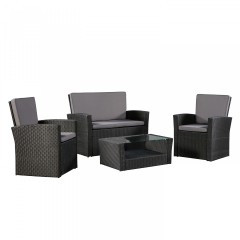Zahradní polyratanová sestava Palm Salvador | černá / šedá č.1
