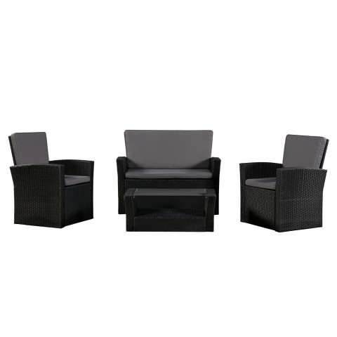 Zahradní polyratanová sestava Palm Salvador | černá / šedá č.2