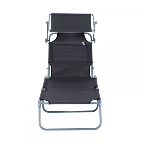 Skládací zahradní lehátko se stříškou | šedé č.3