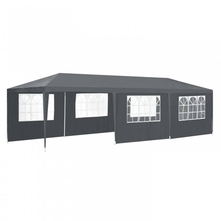 Zahradní párty stan 9 x 3 m s bočnicemi | šedý