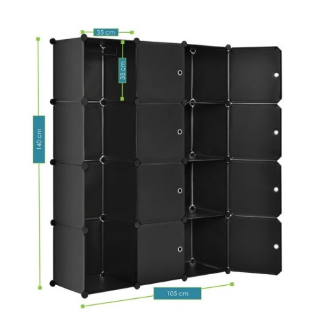 Variabilní regálový systém na boty 105 x 35 x 140 cm | 12 boxů černý č.4