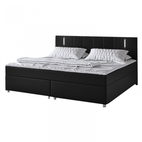 Postel Box Spring Cleveland s LED osvětlením 140 x 200 cm | černá č.6