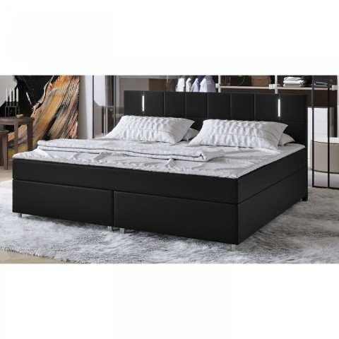 Postel Box Spring Cleveland s LED osvětlením 140 x 200 cm | černá č.2