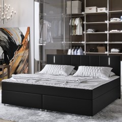 Postel Box Spring Cleveland s LED osvětlením 140 x 200 cm | černá č.1