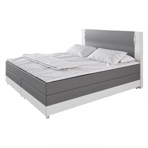 Postel Box Spring Denver s LED osvětlením 140 x 200 cm | tmavě šedá / bílá č.6