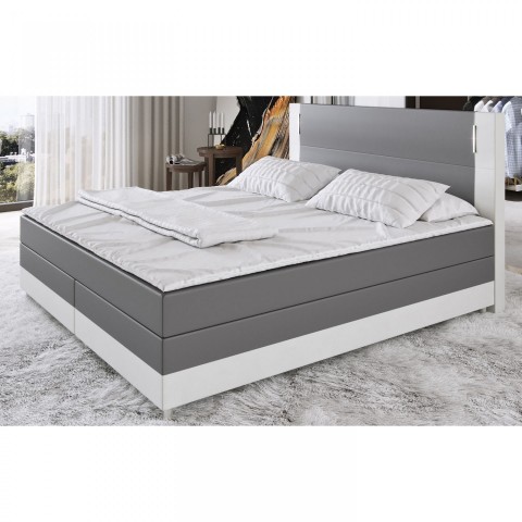 Postel Box Spring Denver s LED osvětlením 140 x 200 cm | tmavě šedá / bílá č.2