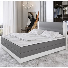 Postel Box Spring Denver s LED osvětlením 140 x 200 cm | tmavě šedá / bílá č.1