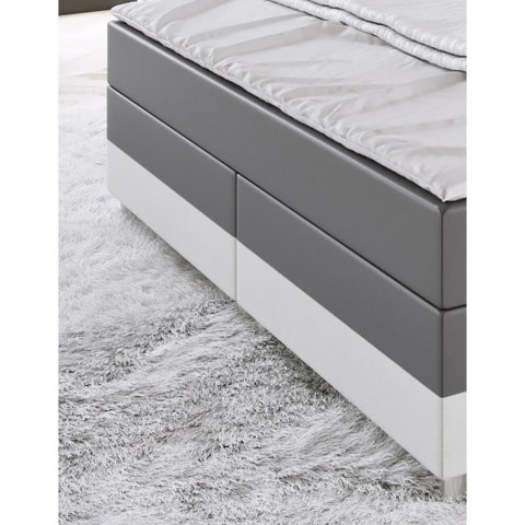 Postel Box Spring Denver s LED osvětlením 140 x 200 cm | tmavě šedá / bílá č.5