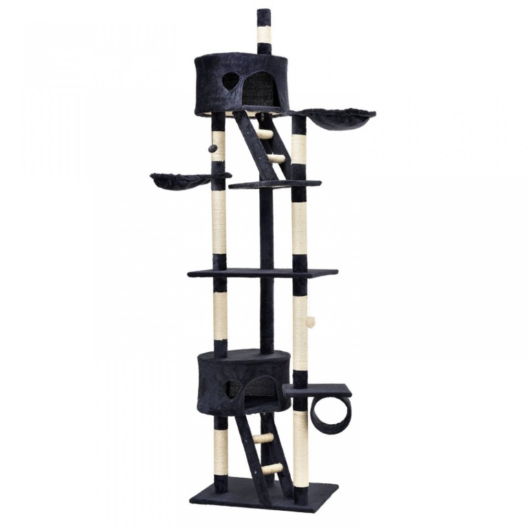 Škrabadlo pro kočky 240-265x55x115 cm | tmavě šedé