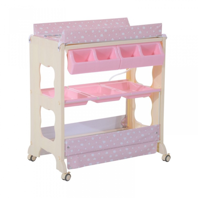 Přebalovací pult pro panenky s vaničkou | růžový