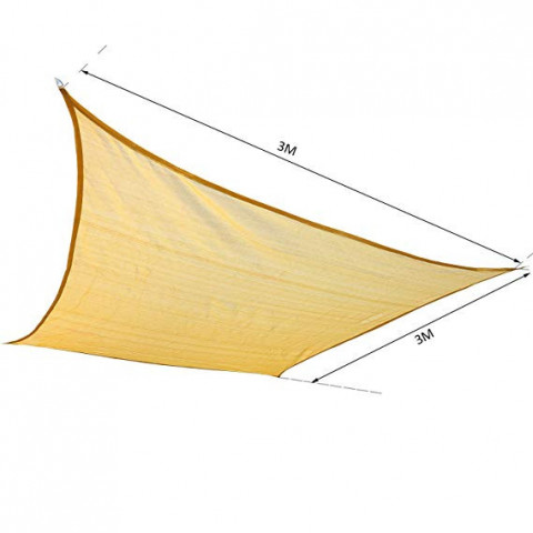 Stínící plachta proti slunci 3 x 3 x 3 m HDPE čtverec | písková č.6