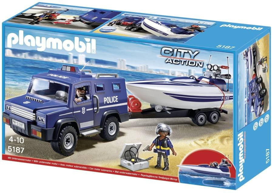 Playmobil 5187 Policejní truck s motorovým člunem