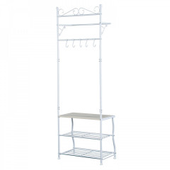 Botník s věšákem kovový | bílý č.2