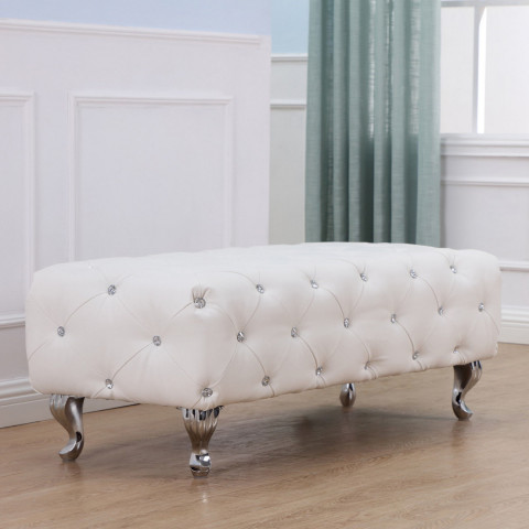 Čalouněná retro lavice 117 x 47 x 40 cm | bílá č.2