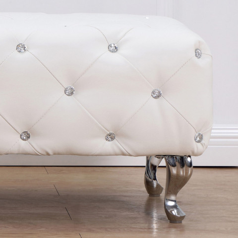 Čalouněná retro lavice 117 x 47 x 40 cm | bílá č.4