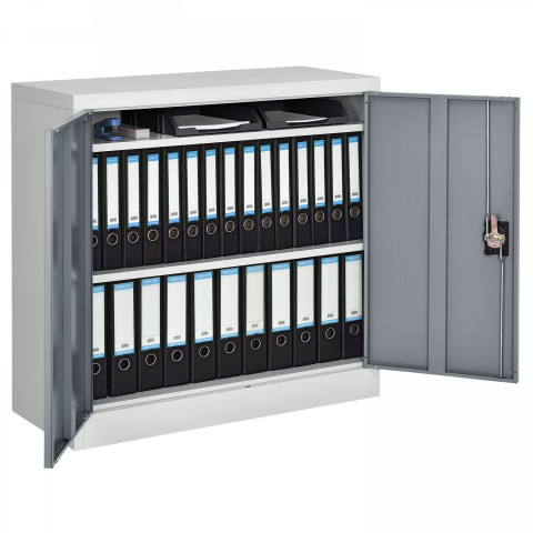 Kancelářská skříň 90 x 90 cm kovová | šedá č.4