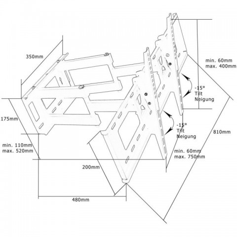 Nástěnný držák na TV a LCD monitory do 66" č.6