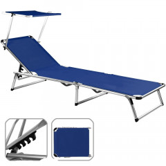 Skládací zahradní lehátko se stříškou | tmavě modré č.1
