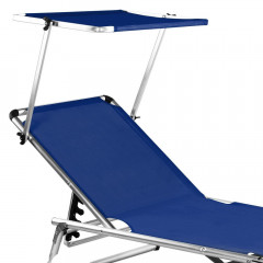 Skládací zahradní lehátko se stříškou | tmavě modré č.2