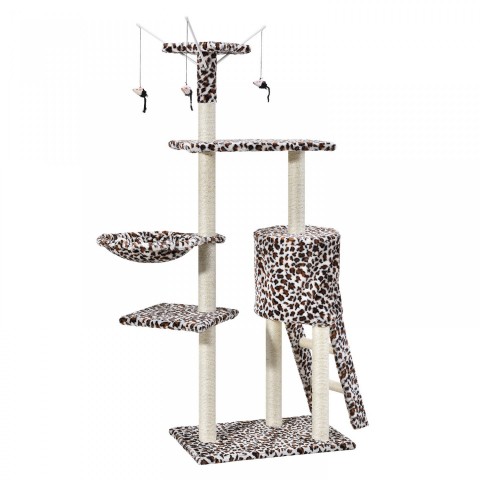 Škrabadlo pro kočky 138x55x35 cm | leopardí vzor č.2