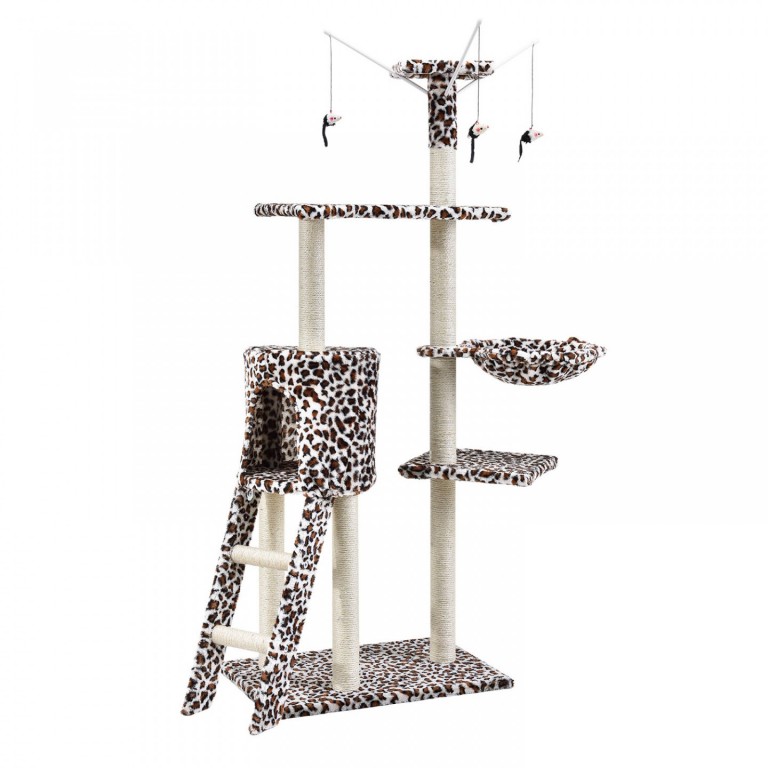 Škrabadlo pro kočky 138x55x35 cm | leopardí vzor