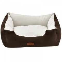 Pelíšek pro psa 60 x 48 x 18 cm hnědý/krémový č.1