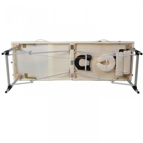 Skládací masážní lehátko hliníkové 180 x 60 cm, krémové č.6