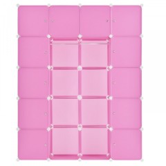 Variabilní regálový systém na boty 140 x 35 x 175 cm | 20 boxů růžový č.1