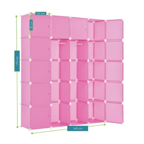 Variabilní regálový systém na boty 140 x 35 x 175 cm | 20 boxů růžový č.4