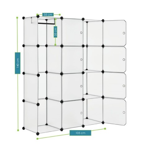 Variabilní regálový systém na boty 105 x 35 x 140 cm | 12 boxů bílý č.4