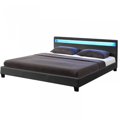 Čalouněná postel Paris s LED osvětlením 140 x 200 cm | tmavě šedá č.5