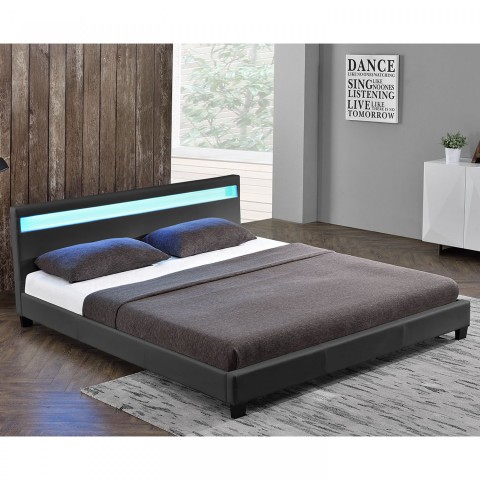 Čalouněná postel Paris s LED osvětlením 140 x 200 cm | tmavě šedá č.4