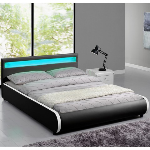 Čalouněná postel Sevilla s LED osvětlením 140 x 200 cm | černá č.2