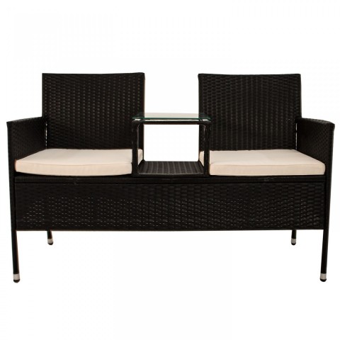 Zahradní polyratanová dvoumístná lavice Monaco se stolkem | černá č.4