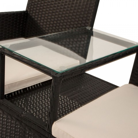 Zahradní polyratanová dvoumístná lavice Monaco se stolkem | černá č.5