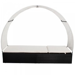 Zahradní polyratanové lehátko Ibiza se stříškou | černé č.2