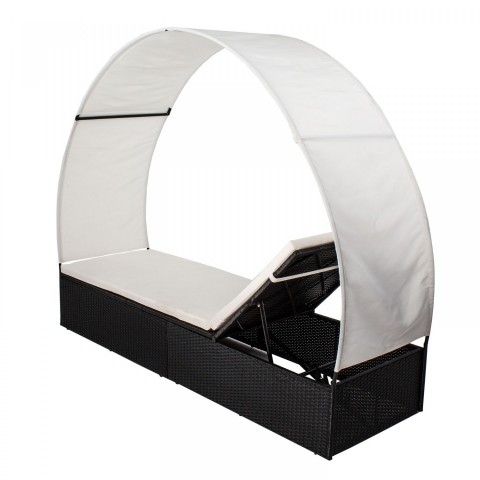 Zahradní polyratanové lehátko Ibiza se stříškou | černé č.4