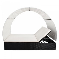 Zahradní polyratanové lehátko Ibiza se stříškou pro 2 osoby | černé č.2