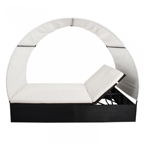 Zahradní polyratanové lehátko Ibiza se stříškou pro 2 osoby | černé č.2