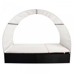 Zahradní polyratanové lehátko Ibiza se stříškou pro 2 osoby | černé č.3