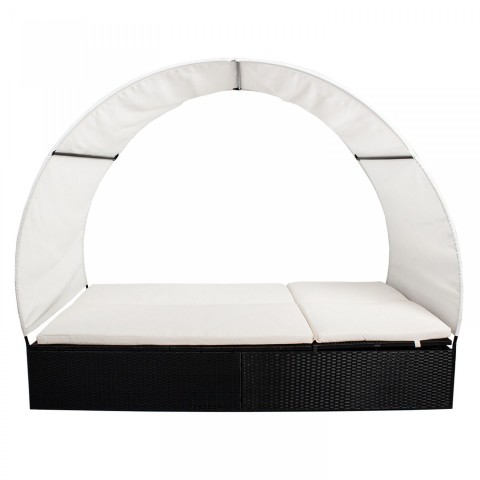 Zahradní polyratanové lehátko Ibiza se stříškou pro 2 osoby | černé č.3