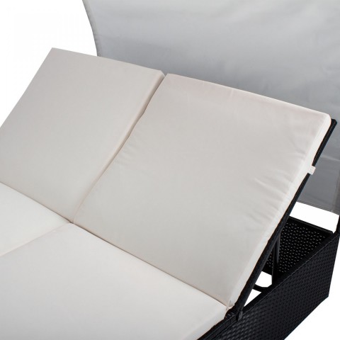 Zahradní polyratanové lehátko Ibiza se stříškou pro 2 osoby | černé č.4