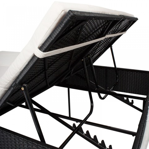 Zahradní polyratanové lehátko Ibiza se stříškou pro 2 osoby | černé č.6